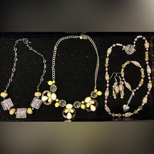 Yellow and Purple 9 Piece Necklace Set
